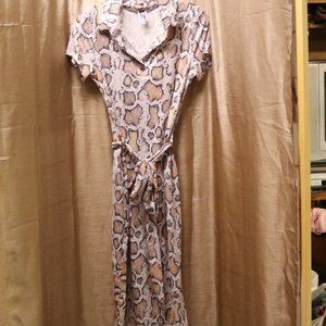Jeyrey Snakeskin Cream and Brown Patterned Dress